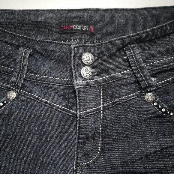 Candy Couture Ladies Size 9 Dark Wash Straight Legs Blue Jeans - Picture 7 of 14